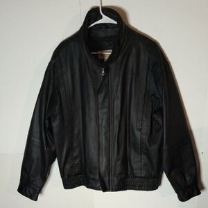 St John's Bay Men's XL Black 100% Genuine Leather Coat